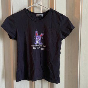 "I know how you feel I just don't care" Sassy Bunny Baby Tee Navy Blue/Black